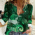 New Zealand Matariki Women Casual Shirt Maori Tui Bird Green Galaxy