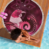 New Zealand Matariki Beach Blanket Maori Tui Bird Magenta Galaxy