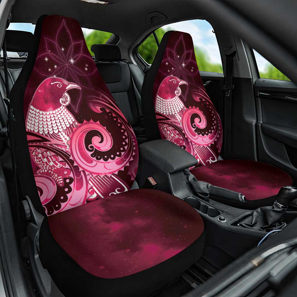 New Zealand Matariki Car Seat Cover Maori Tui Bird Magenta Galaxy