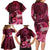 New Zealand Matariki Family Matching Long Sleeve Bodycon Dress and Hawaiian Shirt Maori Tui Bird Magenta Galaxy