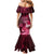 New Zealand Matariki Family Matching Mermaid Dress and Hawaiian Shirt Maori Tui Bird Magenta Galaxy