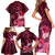 New Zealand Matariki Family Matching Short Sleeve Bodycon Dress and Hawaiian Shirt Maori Tui Bird Magenta Galaxy