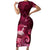 New Zealand Matariki Family Matching Short Sleeve Bodycon Dress and Hawaiian Shirt Maori Tui Bird Magenta Galaxy