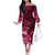 New Zealand Matariki Off The Shoulder Long Sleeve Dress Maori Tui Bird Magenta Galaxy