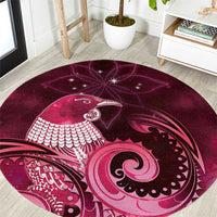New Zealand Matariki Round Carpet Maori Tui Bird Magenta Galaxy