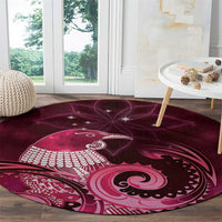 New Zealand Matariki Round Carpet Maori Tui Bird Magenta Galaxy