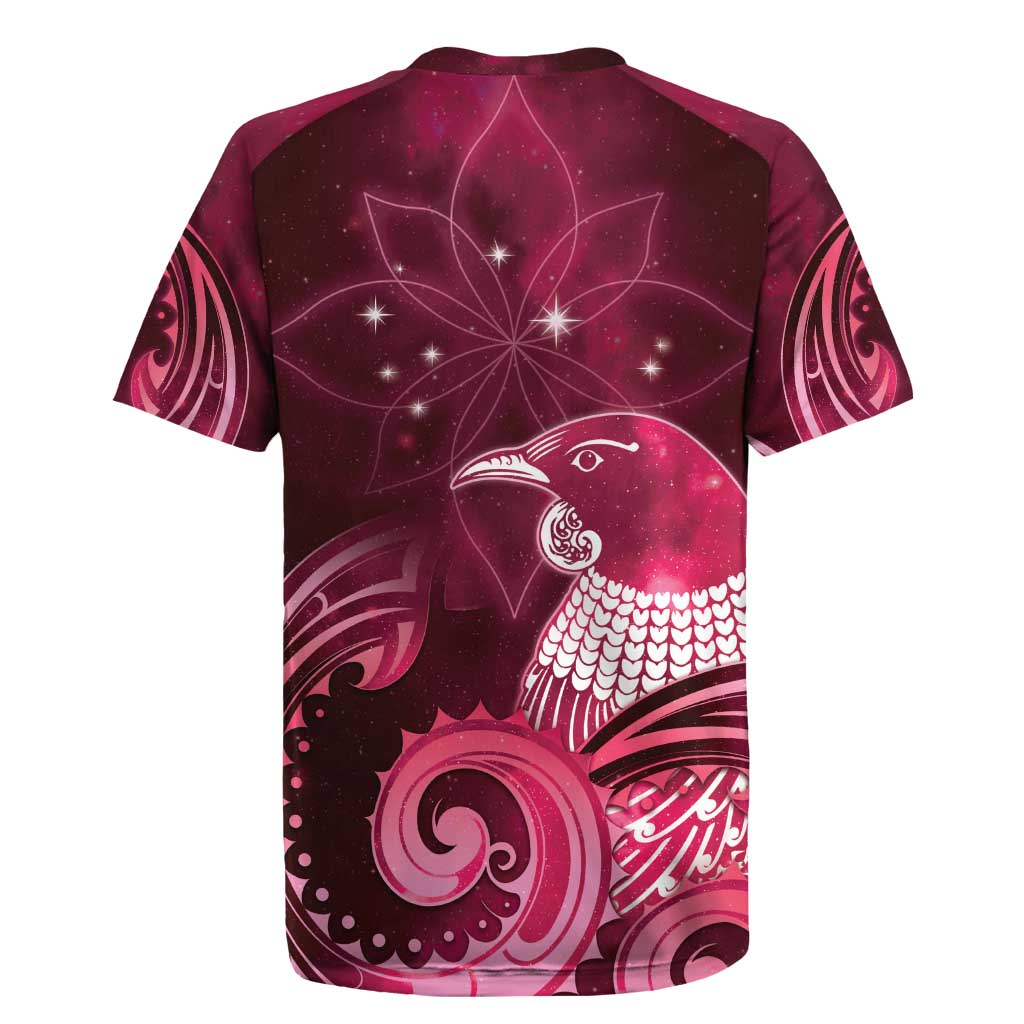 New Zealand Matariki Rugby Jersey Maori Tui Bird Magenta Galaxy