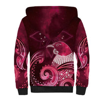 New Zealand Matariki Sherpa Hoodie Maori Tui Bird Magenta Galaxy