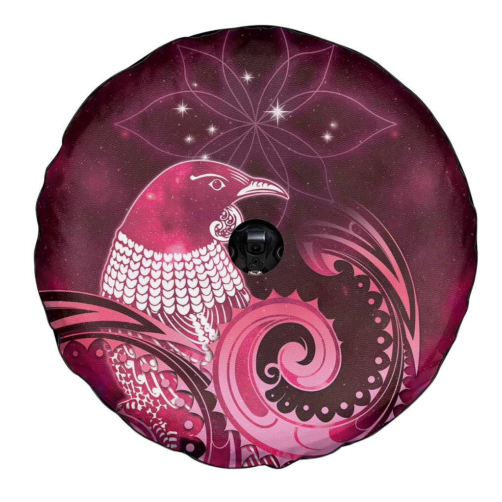 New Zealand Matariki Spare Tire Cover Maori Tui Bird Magenta Galaxy