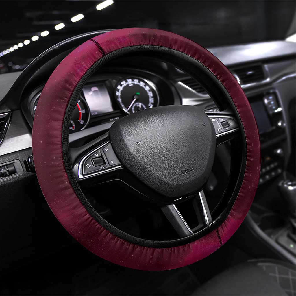 New Zealand Matariki Steering Wheel Cover Maori Tui Bird Magenta Galaxy