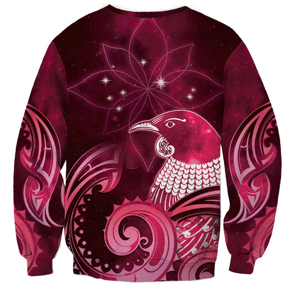 New Zealand Matariki Sweatshirt Maori Tui Bird Magenta Galaxy