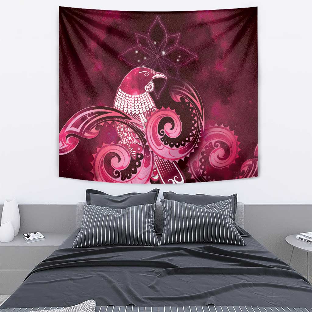 New Zealand Matariki Tapestry Maori Tui Bird Magenta Galaxy