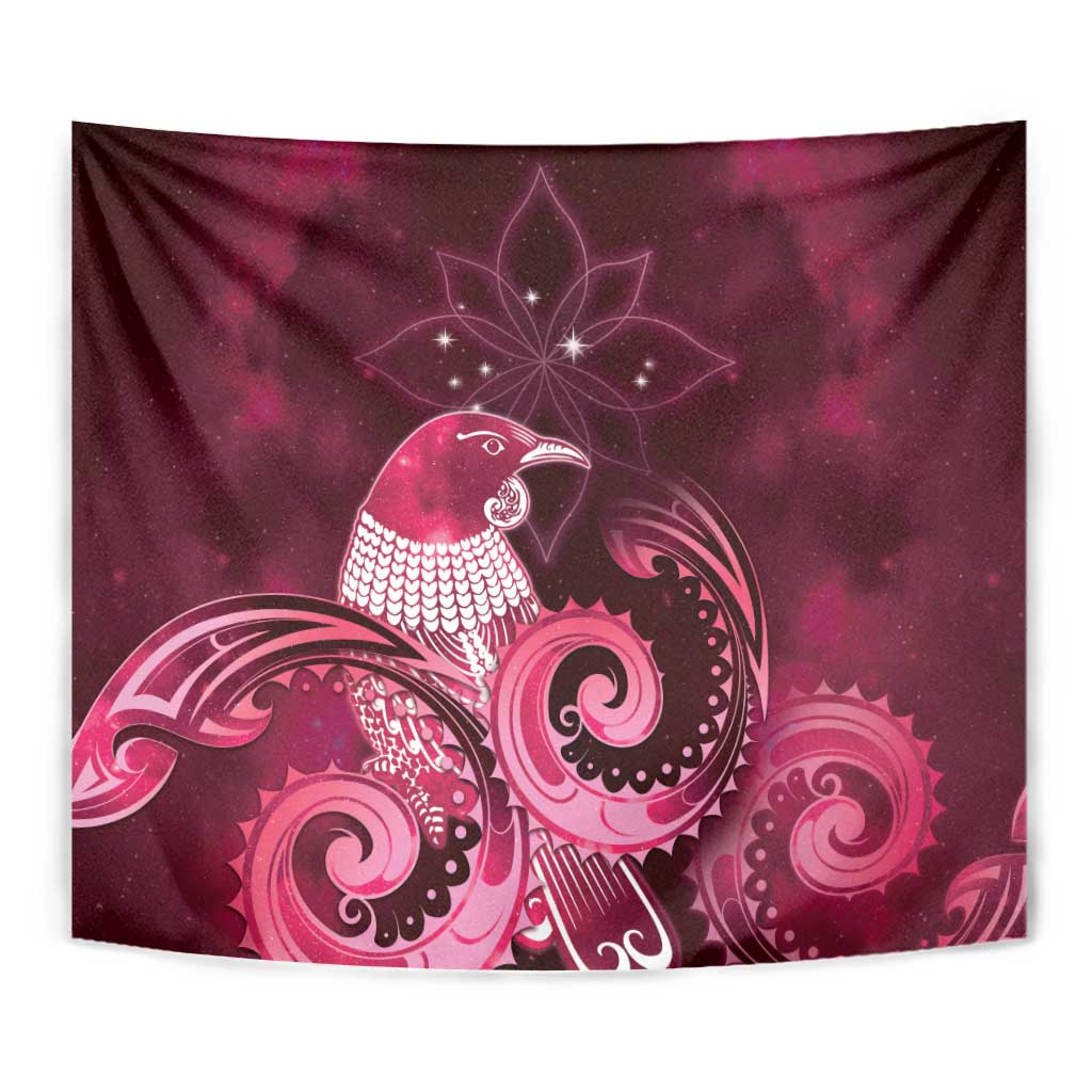New Zealand Matariki Tapestry Maori Tui Bird Magenta Galaxy