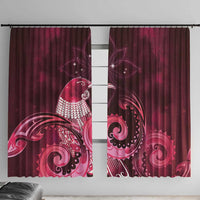 New Zealand Matariki Window Curtain Maori Tui Bird Magenta Galaxy