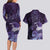 New Zealand Matariki Couples Matching Long Sleeve Bodycon Dress and Hawaiian Shirt Maori Tui Bird Purple Galaxy