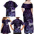 New Zealand Matariki Family Matching Off Shoulder Maxi Dress and Hawaiian Shirt Maori Tui Bird Purple Galaxy