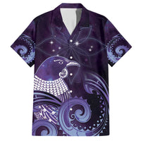 New Zealand Matariki Family Matching Puletasi and Hawaiian Shirt Maori Tui Bird Purple Galaxy