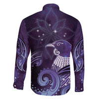 New Zealand Matariki Family Matching Short Sleeve Bodycon Dress and Hawaiian Shirt Maori Tui Bird Purple Galaxy