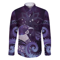 New Zealand Matariki Family Matching Summer Maxi Dress and Hawaiian Shirt Maori Tui Bird Purple Galaxy