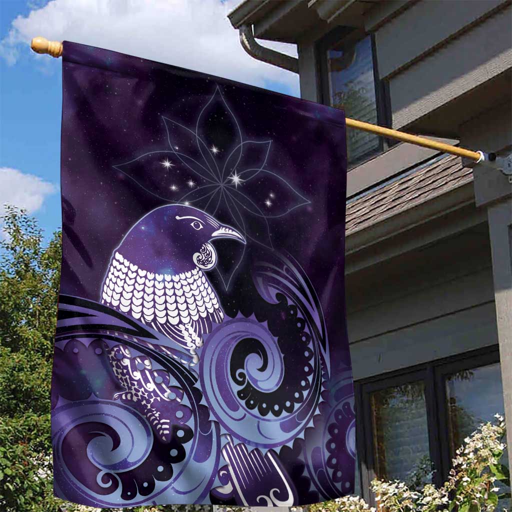 New Zealand Matariki Garden Flag Maori Tui Bird Purple Galaxy