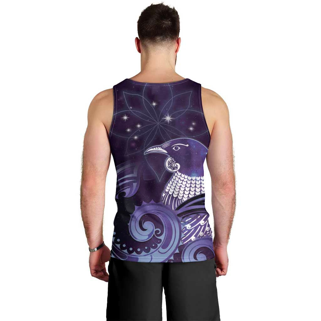 New Zealand Matariki Men Tank Top Maori Tui Bird Purple Galaxy