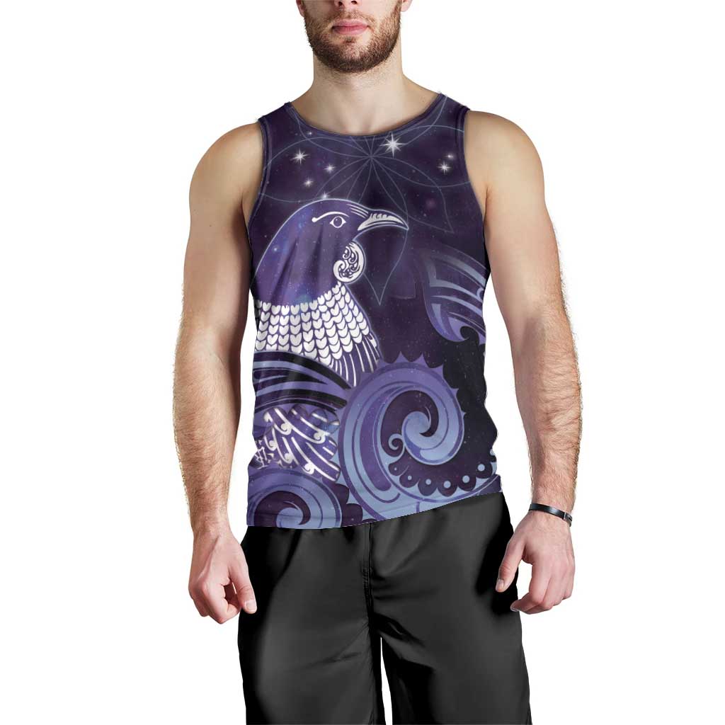 New Zealand Matariki Men Tank Top Maori Tui Bird Purple Galaxy