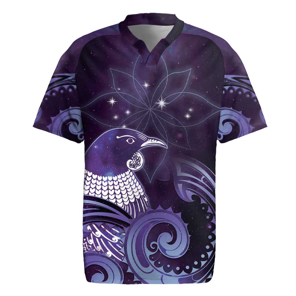 New Zealand Matariki Rugby Jersey Maori Tui Bird Purple Galaxy
