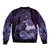 New Zealand Matariki Sleeve Zip Bomber Jacket Maori Tui Bird Purple Galaxy
