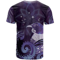 New Zealand Matariki T Shirt Maori Tui Bird Purple Galaxy