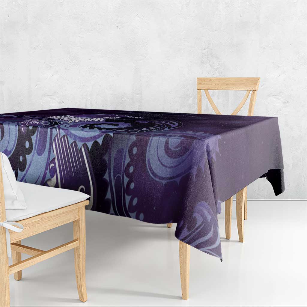New Zealand Matariki Tablecloth Maori Tui Bird Purple Galaxy