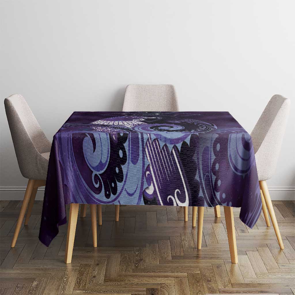 New Zealand Matariki Tablecloth Maori Tui Bird Purple Galaxy