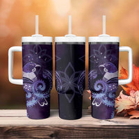New Zealand Matariki Tumbler With Handle Maori Tui Bird Purple Galaxy