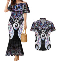 New Zealand Aotearoa Couples Matching Mermaid Dress and Hawaiian Shirt Pikorua Single Twist Pink Paua Shell DT05 Pink - Polynesian Pride