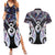 New Zealand Aotearoa Couples Matching Summer Maxi Dress and Hawaiian Shirt Pikorua Single Twist Pink Paua Shell