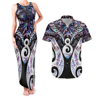 New Zealand Aotearoa Couples Matching Tank Maxi Dress and Hawaiian Shirt Pikorua Single Twist Pink Paua Shell DT05 Pink - Polynesian Pride
