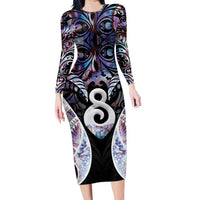 New Zealand Aotearoa Family Matching Long Sleeve Bodycon Dress and Hawaiian Shirt Pikorua Single Twist Pink Paua Shell DT05 Mom's Dress Pink - Polynesian Pride