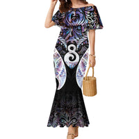 New Zealand Aotearoa Family Matching Mermaid Dress and Hawaiian Shirt Pikorua Single Twist Pink Paua Shell DT05 Mom's Dress Pink - Polynesian Pride