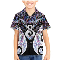 New Zealand Aotearoa Family Matching Mermaid Dress and Hawaiian Shirt Pikorua Single Twist Pink Paua Shell DT05 Son's Shirt Pink - Polynesian Pride