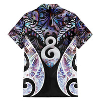 New Zealand Aotearoa Family Matching Puletasi and Hawaiian Shirt Pikorua Single Twist Pink Paua Shell DT05 - Polynesian Pride