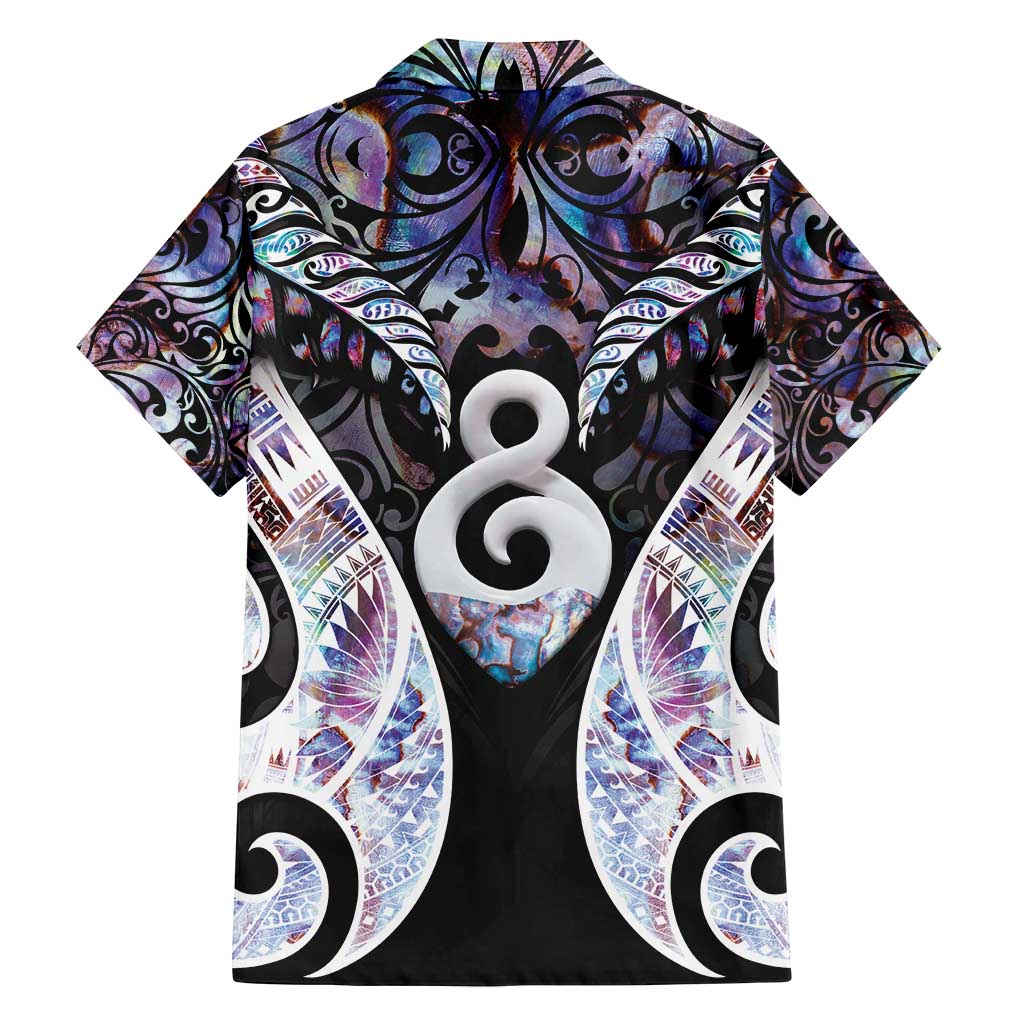New Zealand Aotearoa Family Matching Summer Maxi Dress and Hawaiian Shirt Pikorua Single Twist Pink Paua Shell DT05 - Polynesian Pride