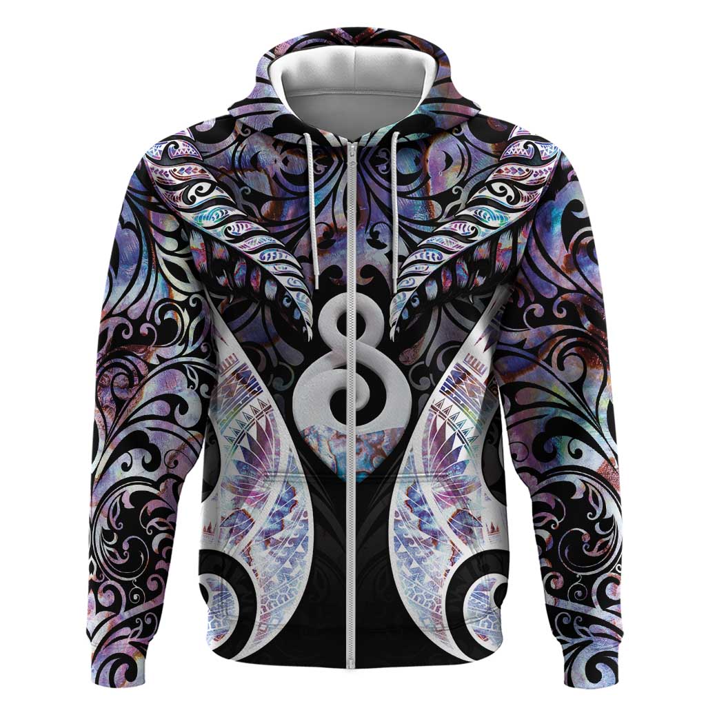New Zealand Aotearoa Hoodie Pikorua Single Twist Pink Paua Shell