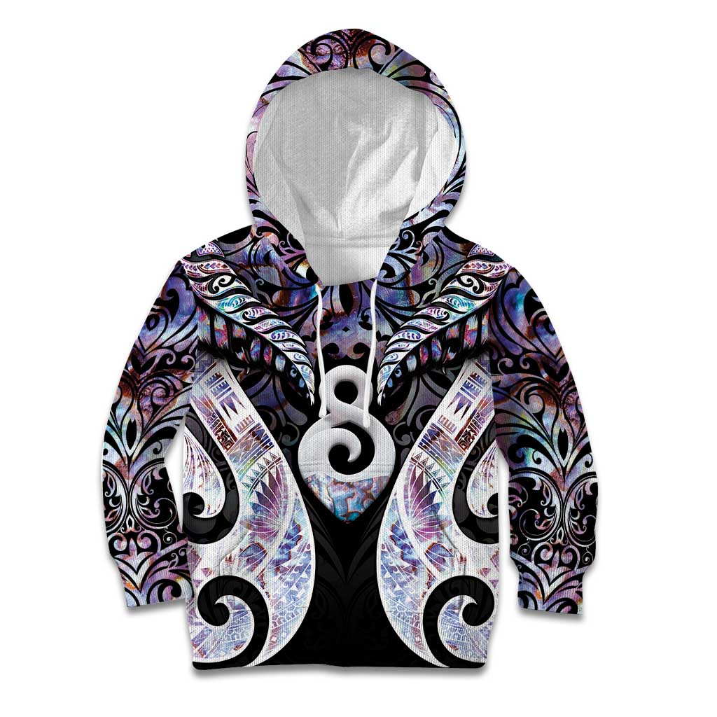 New Zealand Aotearoa Kid Hoodie Pikorua Single Twist Pink Paua Shell