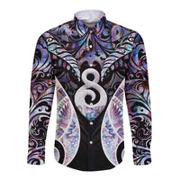 New Zealand Aotearoa Long Sleeve Button Shirt Pikorua Single Twist Pink Paua Shell