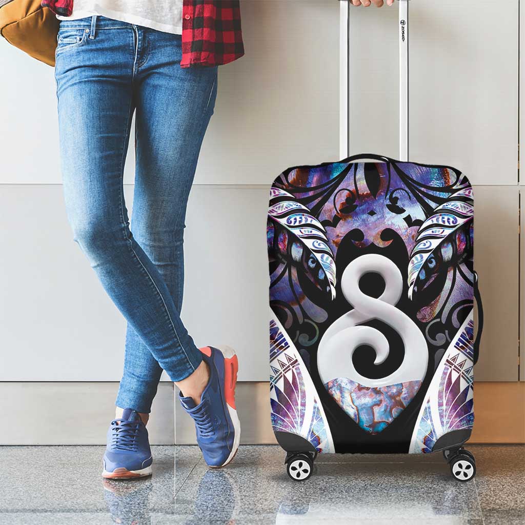 New Zealand Aotearoa Luggage Cover Pikorua Single Twist Pink Paua Shell