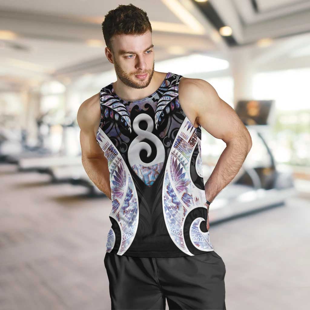New Zealand Aotearoa Men Tank Top Pikorua Single Twist Pink Paua Shell