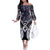 New Zealand Aotearoa Off The Shoulder Long Sleeve Dress Pikorua Single Twist Pink Paua Shell