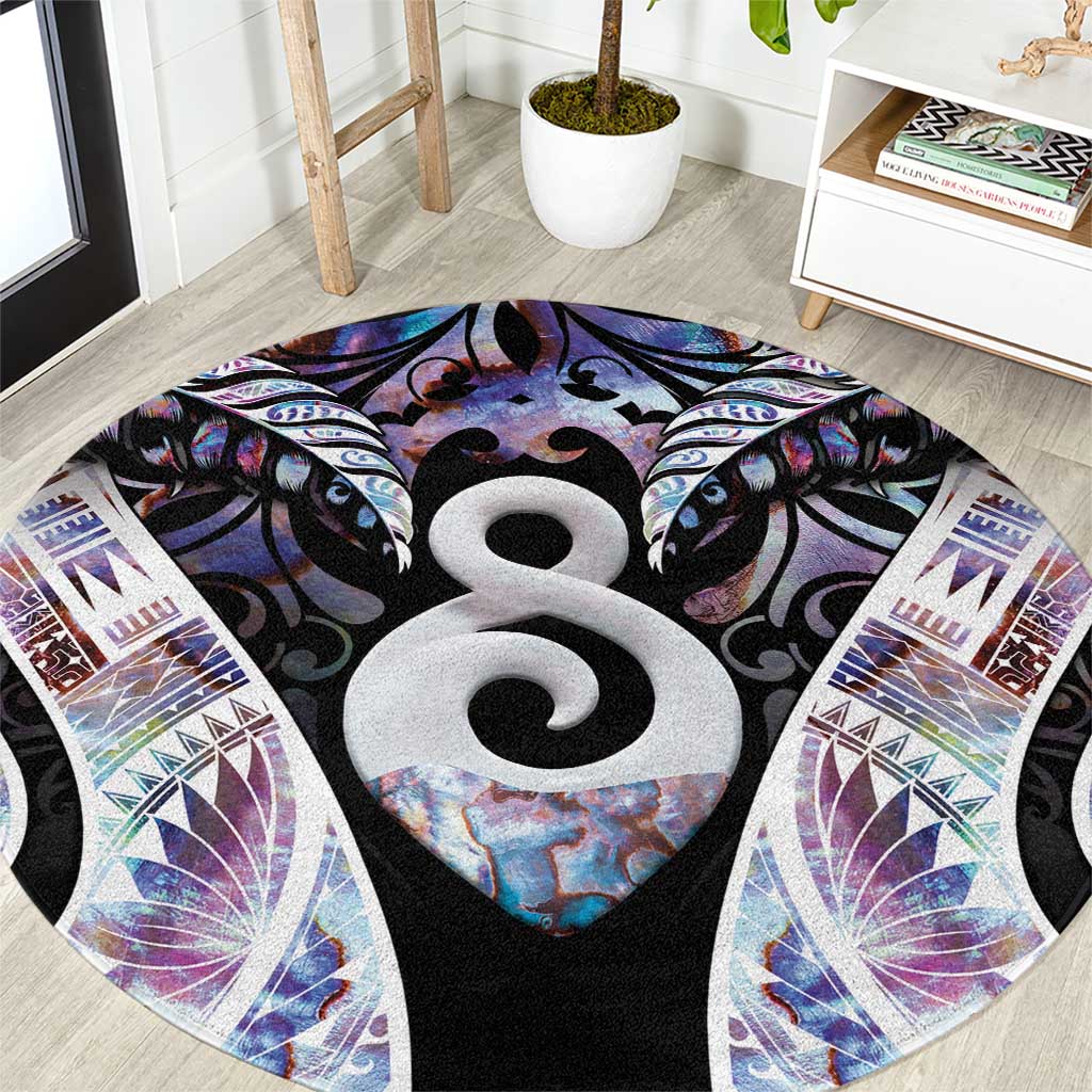 New Zealand Aotearoa Round Carpet Pikorua Single Twist Pink Paua Shell