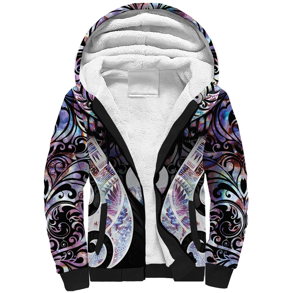 New Zealand Aotearoa Sherpa Hoodie Pikorua Single Twist Pink Paua Shell