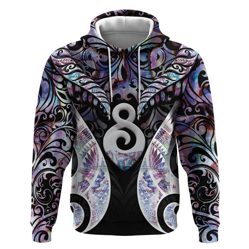 New Zealand Aotearoa Zip Hoodie Pikorua Single Twist Pink Paua Shell DT05 Pullover Hoodie Pink - Polynesian Pride
