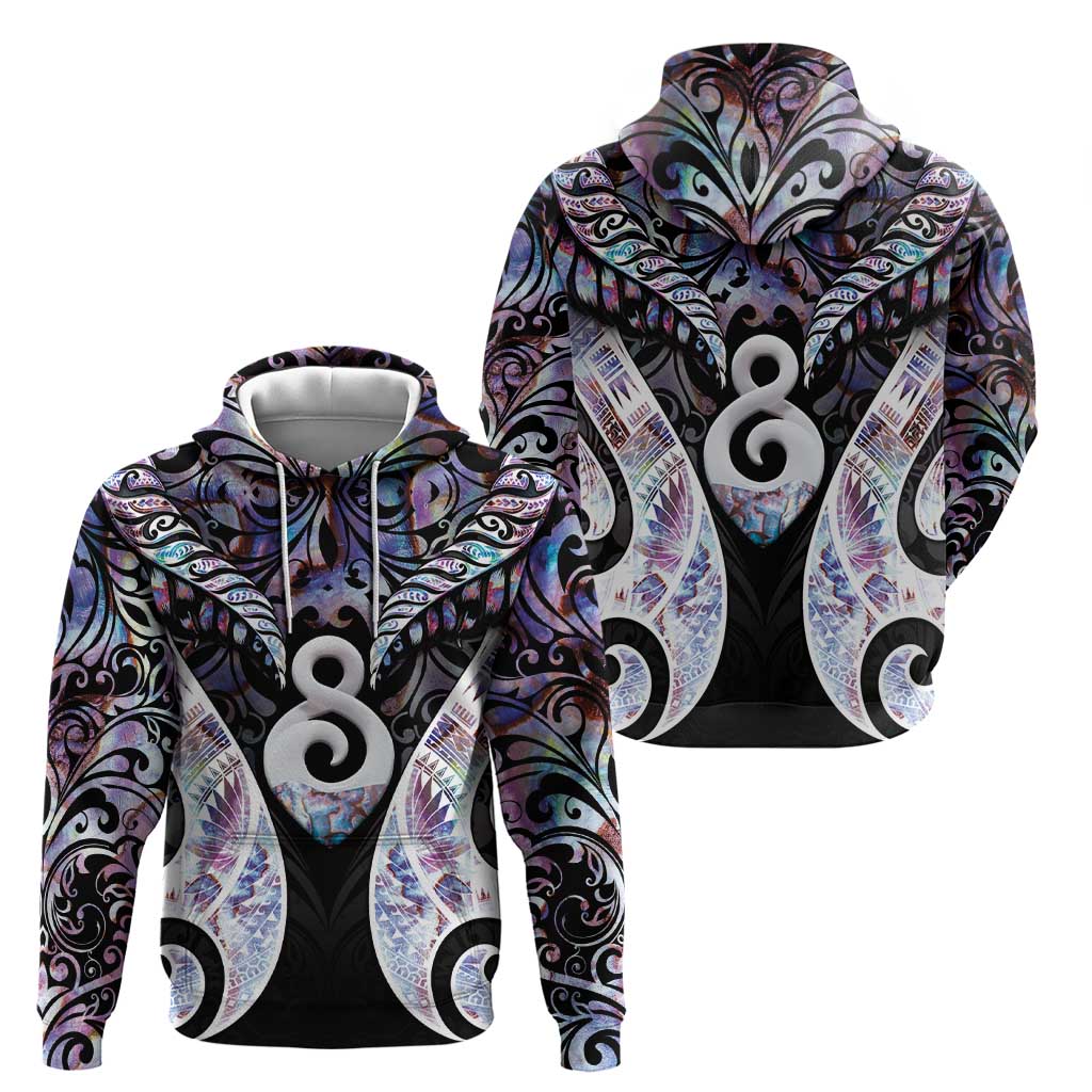New Zealand Aotearoa Zip Hoodie Pikorua Single Twist Pink Paua Shell DT05 - Polynesian Pride